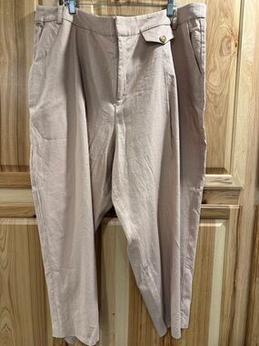 Eloquii Linen Blend Career-wear Business Casual Beige Tan Pants Size 22